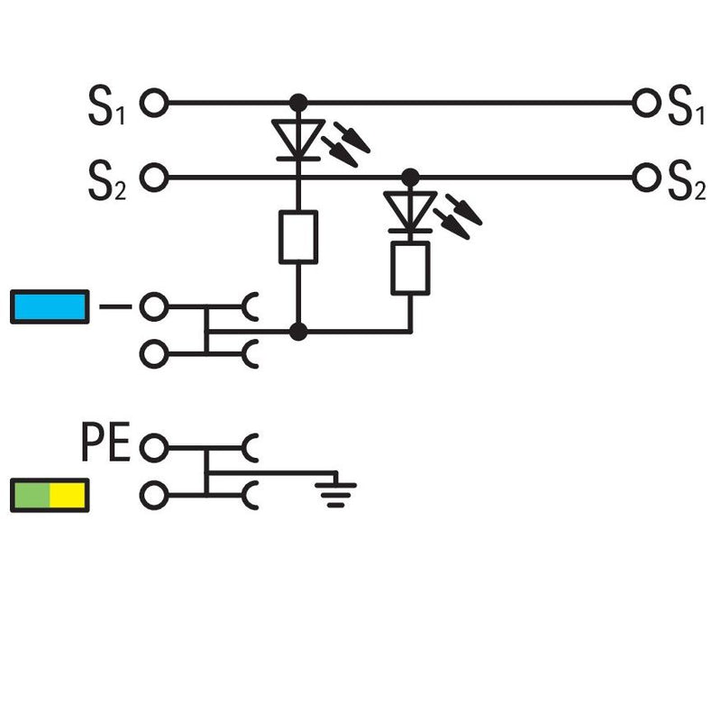 WAGO - Initiator/Aktor-Reihenklemme 3-Leiter-Aktorenklemme 2000-5317/1102-950 LED gelb für PNP − 50 Stück