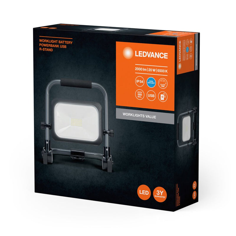 Ledvance - Baustellenleuchte Akku-LED-Arbeitsleuchte LED W #4058075831131 6500K, sw/gr