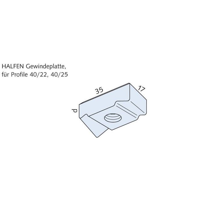 Leviat - Gleitmutter Gewindeplatte GWP 40/22, A4 M10, für Profil  − 1 Stück

