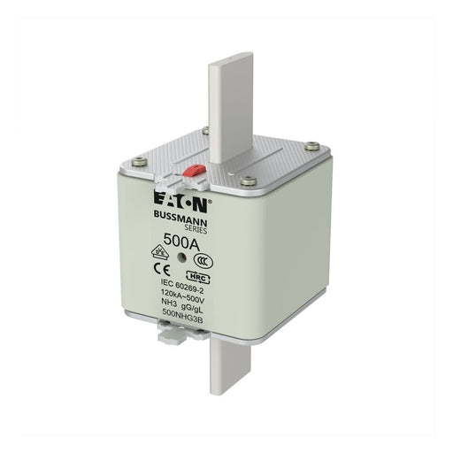 Eaton - Messersicherung Sicherungseinsatz Nieders. NH FUSE 50#500NHG3B 500A AC 500V 120kA − 3 Stück