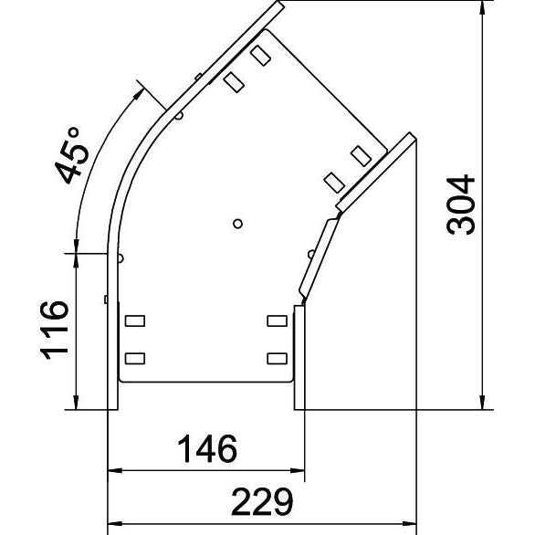OBO Bettermann - Bogen für Kabelrinne Bogen 45 Grad RB 45 615 FT 60x150 tauchfeuerv