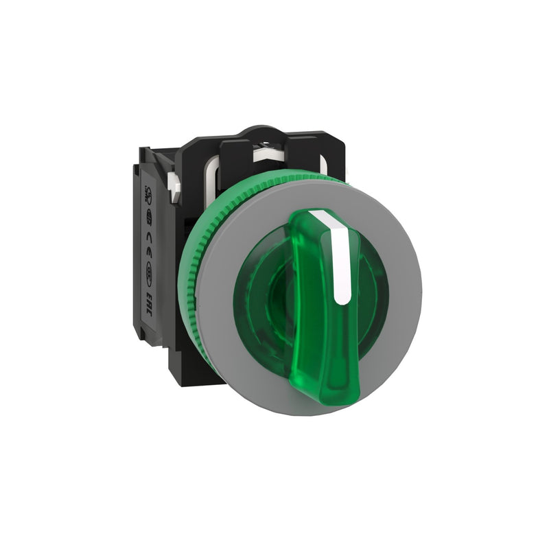 Schneider Electric - Wahlschalter, Komplettgerät Leuchtwahlschalter XB5FK133B5C0 gn,24V,1S+1Ö,in gr