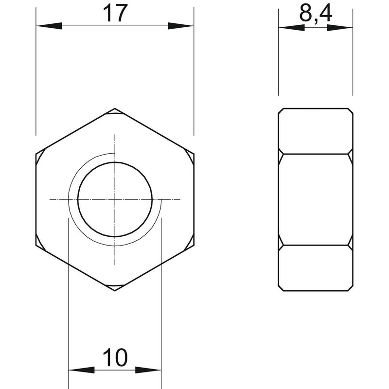 OBO Bettermann - Mutter Sechskantmutter HN M10 A2 − 100 Stück