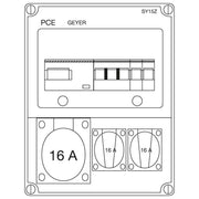 ABN - CEE-Steckdosen-Kombination (IEC 60309) Steckdosenkombi SY15Z 1xCEE 16A,2xSchutz