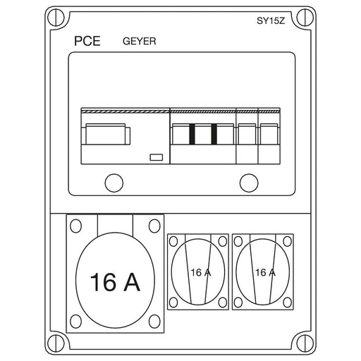 ABN - CEE-Steckdosen-Kombination (IEC 60309) Steckdosenkombi SY15Z 1xCEE 16A,2xSchutz