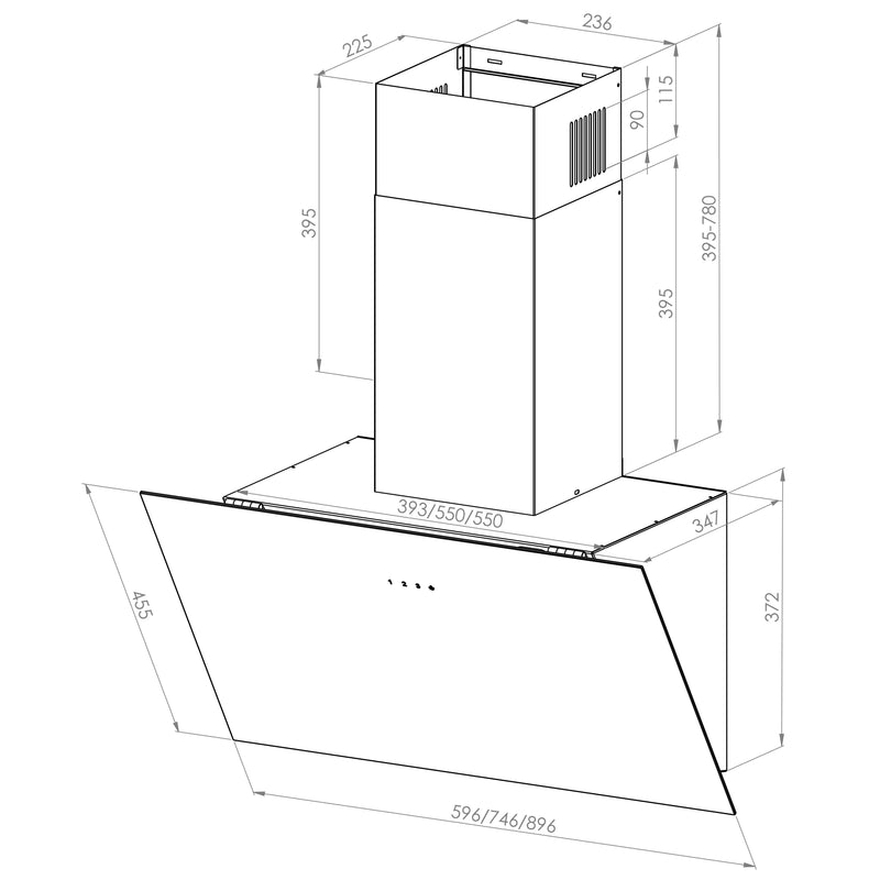 Oranier - Dunstabzugshaube LEA 90S1 Koppfrei,90cm