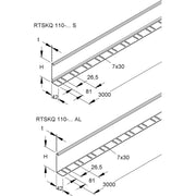 Niedax - Trennwand für Kabeltragsystem Trennsteg RTSKQ 110-2.0 AL 108x2998mm − 3 Meter