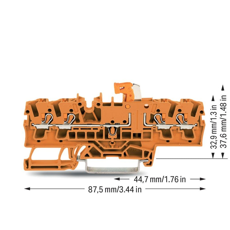 WAGO - Trenn- und Messtrenn-Reihenklemme 4-Leiter-Trenn-u.Messklem. 2202-1872 orange − 50 Stück