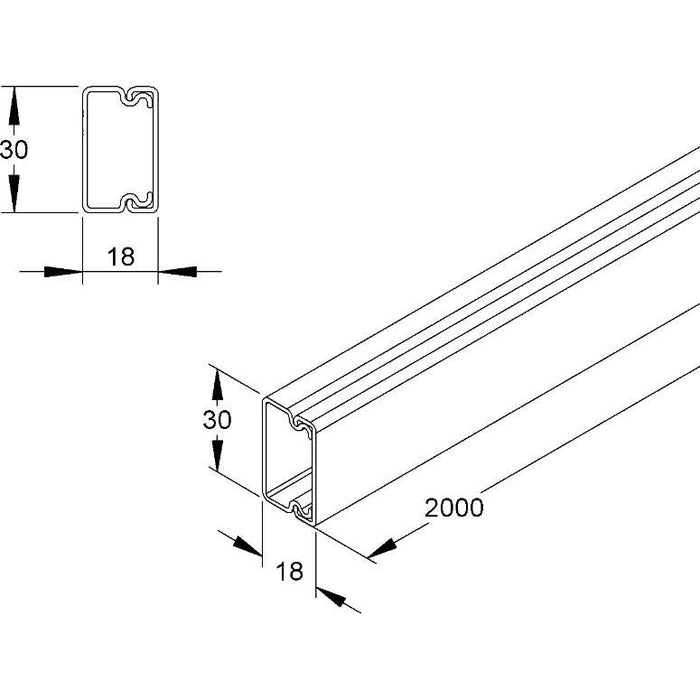 HKL - Leitungsführungskanal Kanal cws HKL2030.6 20x30 RAL9001 − 2 Meter
