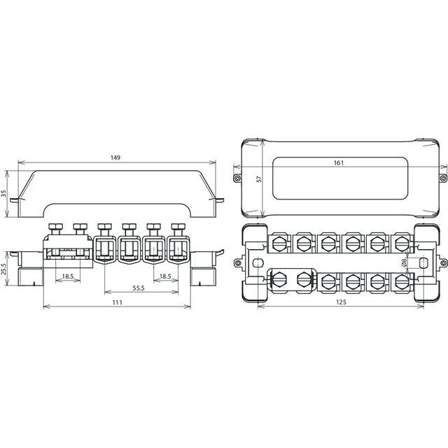 DEHN - Potentialausgleich-Schiene Potentialausgleichschiene PAS 11AK UV K12 m.Abdeckhaube