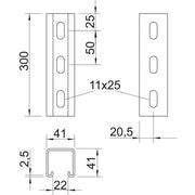 OBO Bettermann - Stiel/Profilschiene Profilschiene MS4141PP0300FTK Schlitz 22mm