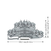 WAGO - Durchgangs-Reihenklemme 4-Leiter-Doppelstockklemme 2002-2401 L/L,grau − 50 Stück