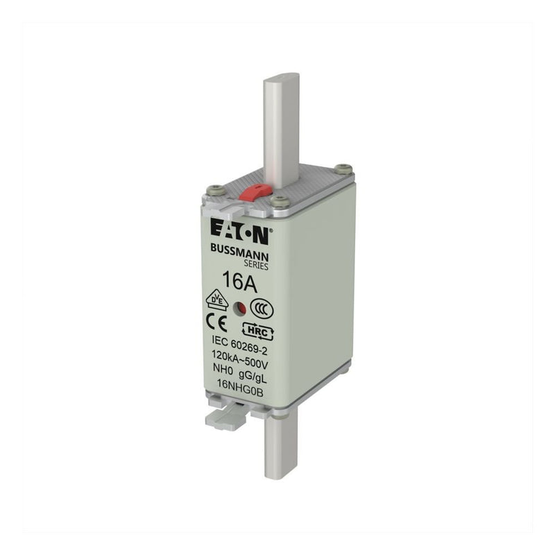 Eaton - Messersicherung Sicherungseinsatz Nieders. NH FUSE 16#16NHG0B 16A AC 500V 120kA − 3 Stück