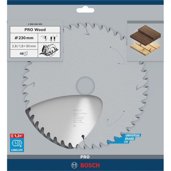 Bosch - Kreissägeblatt PRO Wood Kreissägeblatt, 2608640629 230 x 2,8 x 30 mm