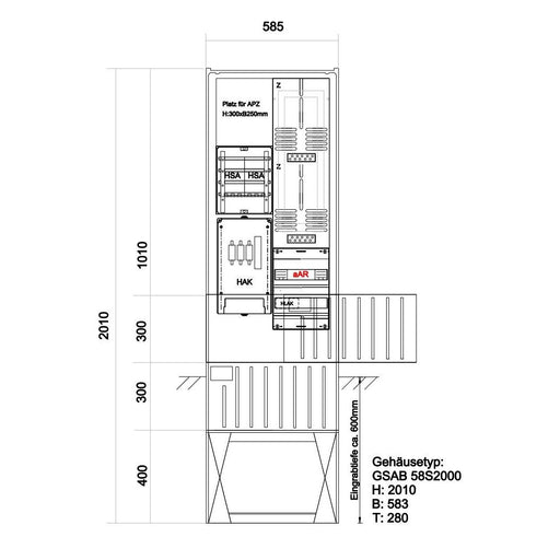 GSAB Elektrotechnik - Zähler-Komplettschrank Zähleranschlusssäule 25.00.1P21-APZ 2 Zähler/ohne TSG