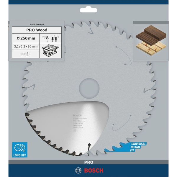 Bosch - Kreissägeblatt PRO Wood Kreissägeblatt, 2608640665 250 x 3,2 x 30 mm