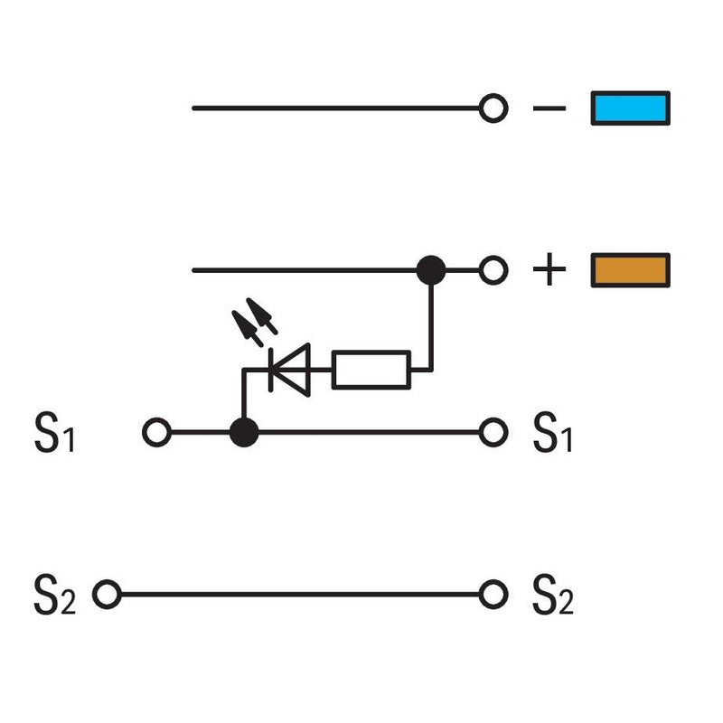 WAGO - Initiator/Aktor-Reihenklemme Initiatoren-LED-Klemme 280-581/281-413 für NPN (minus) − 50 Stück