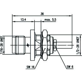 Telegärtner - Koax-Steckverbinder TNC-Einbaubuchse 50Ohm 100023770 lt/cr, längsdicht,G7