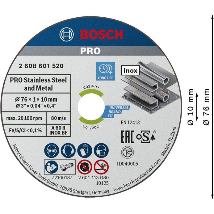 Bosch - Trenn-/Schleifscheibe PRO Stainless Steel and 2608601520(VE5) Metal Gebundene
