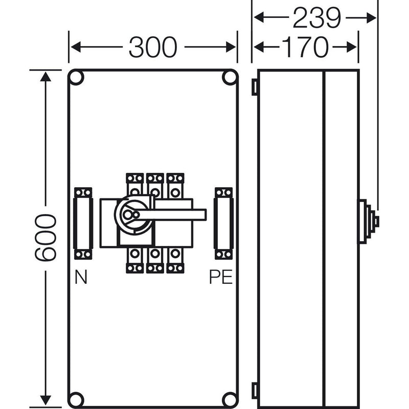 Hensel - Lasttrennschalter Lastschaltergehäuse Mi 7456 160A 3p.+PE+N