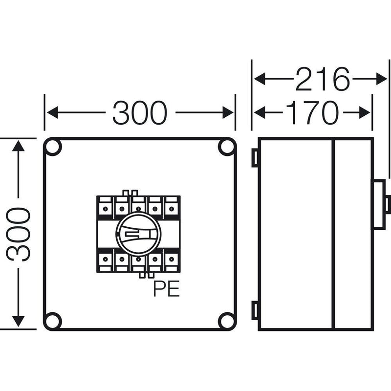 Hensel - Lasttrennschalter Mi-Lastschaltergehäuse Mi 7214 100A, 4polig+PE