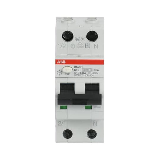 ABB Stotz S&J - Kombination FI-Schalter/Leitungsschutzschalter FI/LS-Schalter DS201A-C10/0,03 6kA, 1p+N