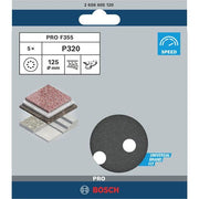 Bosch - Schleifpapier/Schleifvlies PRO F355 Schleifblatt, 125 2608605120 mm, 320, 5-tlg