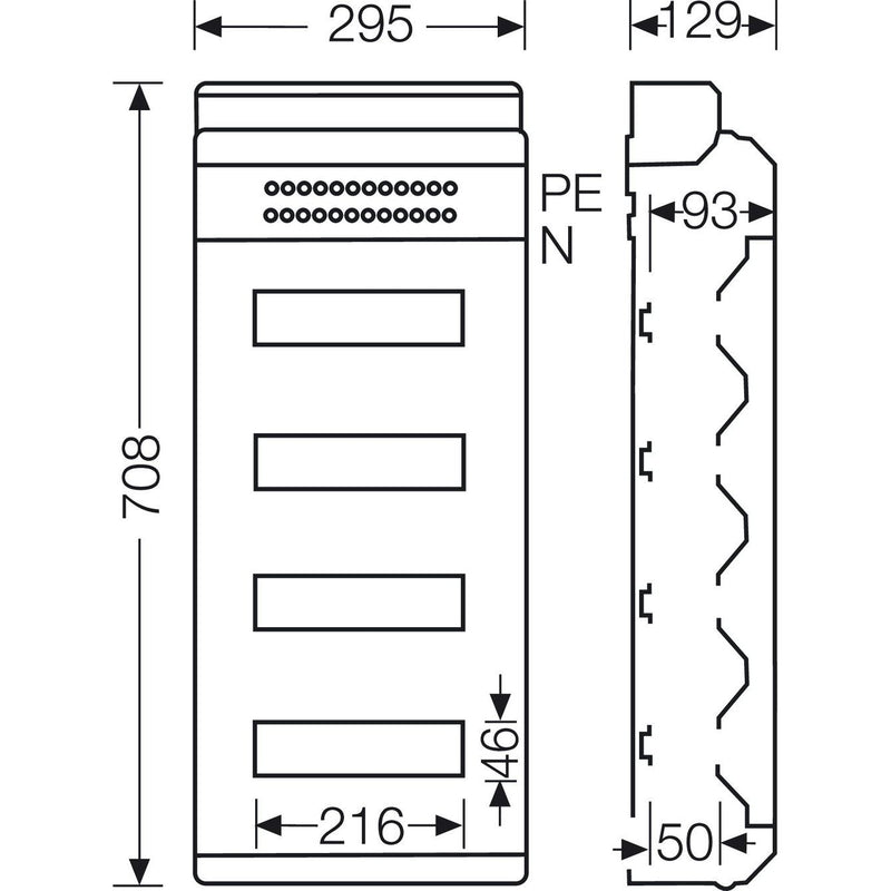Hensel - Installationskleinverteiler KV 90-Automatengehäuse KV 9448 M 48TE IP65 metr.Vorpr