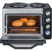 Severin - Tischbackofen/Backgrill Toastofen m.Kochplatten TO 2074 sw/eds-geb. 2500W,30l