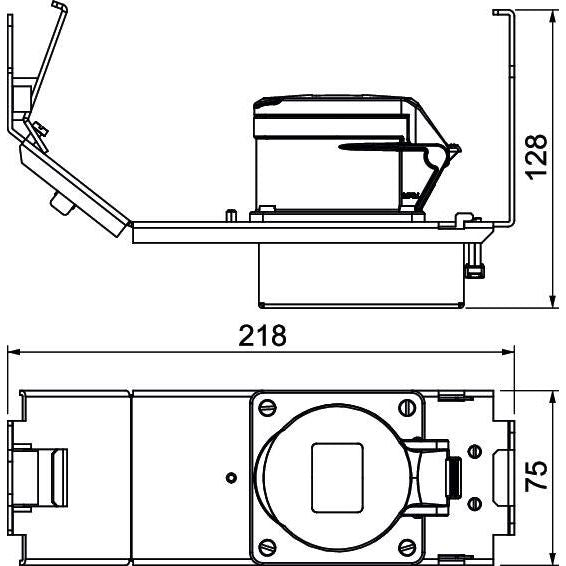 OBO Bettermann - Gerätebecher/Geräteträger für Unterflursystem Geräteträger GT3 CEE16 m. CEE16, 175x75x128