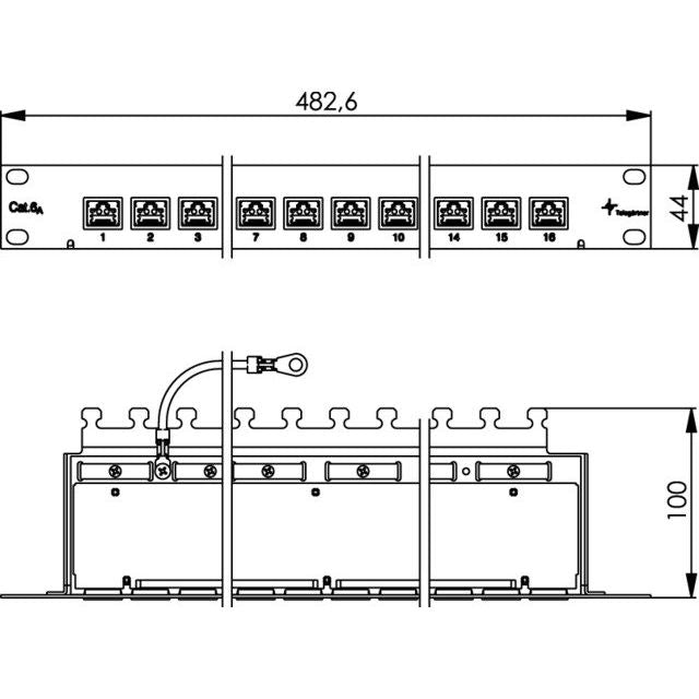 Telegärtner - Patchpanel Kupfer PatchPanel MPP16-HS 100006996 Cat.6A RAL7035