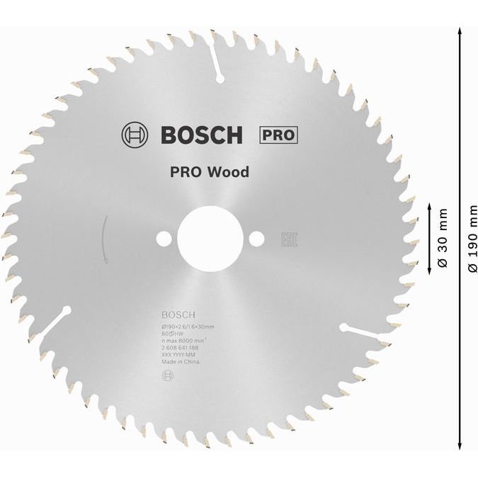 Bosch - Kreissägeblatt PRO Wood Kreissägeblatt, 2608641188 190 x 2,6 x 30 mm