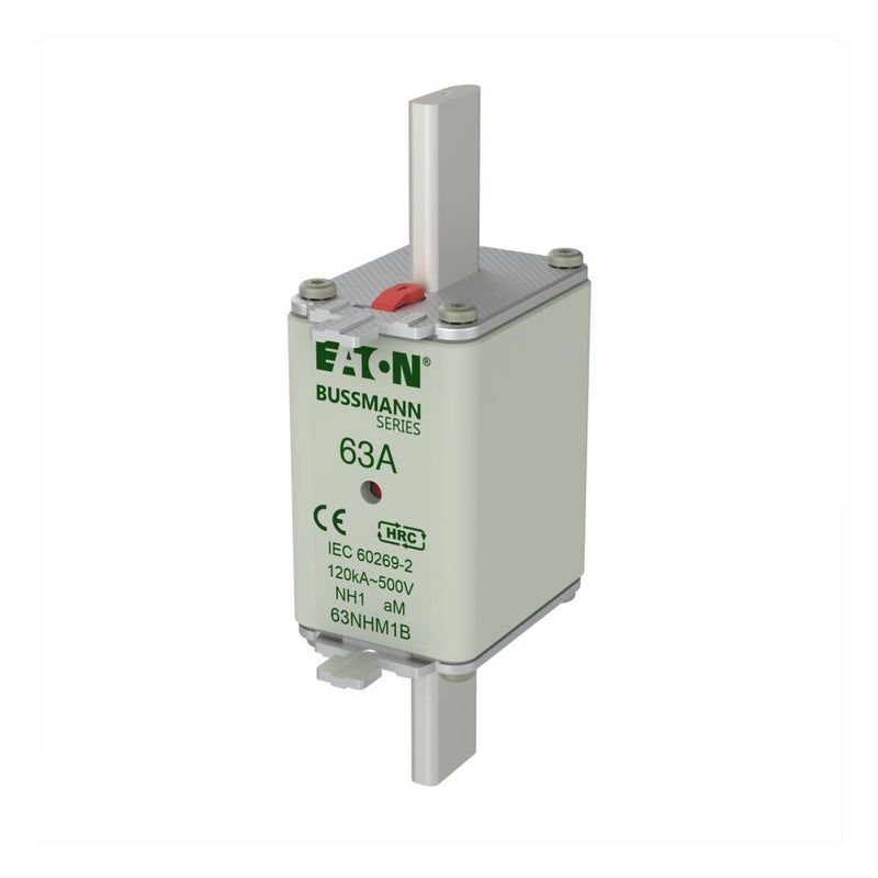 Eaton - Messersicherung Sicherungseinsatz Nieders. NH FUSE 63#63NHM1B 63A AC 500V 120kA − 3 Stück