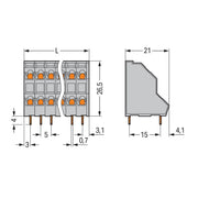 WAGO - Leiterplattenklemme DoppelstockLeiterplattenk. 736-106 2,5mm² − 56 Stück