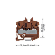 WAGO - Durchgangs-Reihenklemme 2-LeiterMini-Durchgangskl. 2052-1201/000-014 2,5 mm²,braun − 100 Stück
