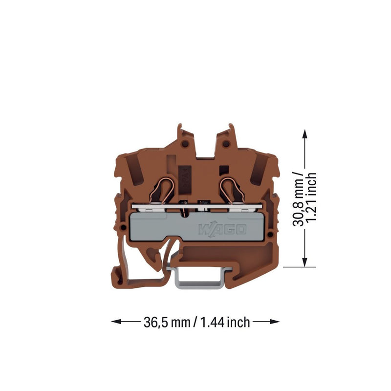 WAGO - Durchgangs-Reihenklemme 2-LeiterMini-Durchgangskl. 2052-1201/000-014 2,5 mm²,braun − 100 Stück