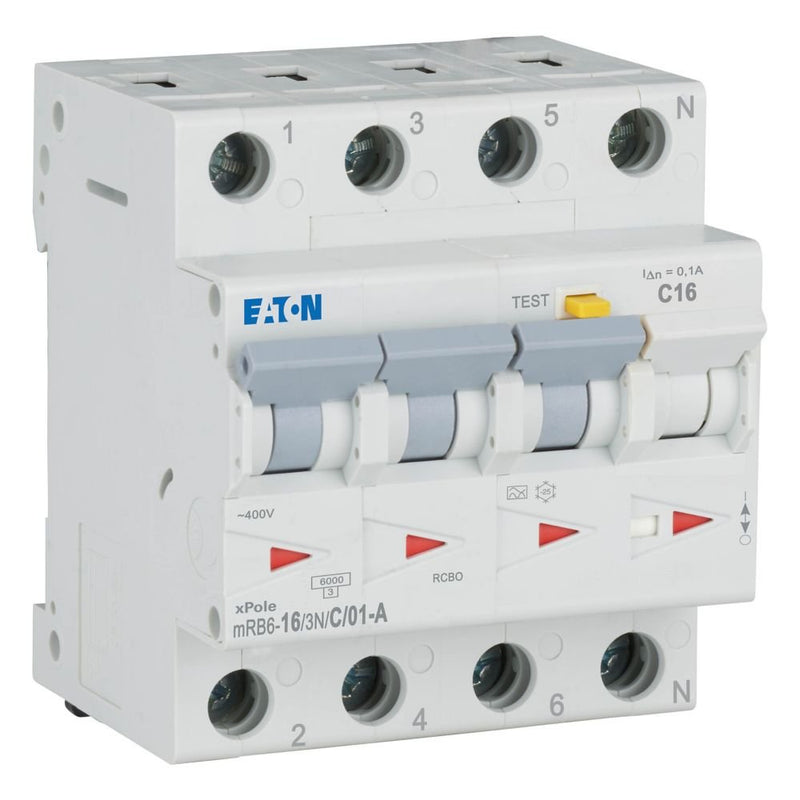Eaton - Kombination FI-Schalter/Leitungsschutzschalter FI/LS Kombination mRB6-16/3N/C/01-A 16A 100mA