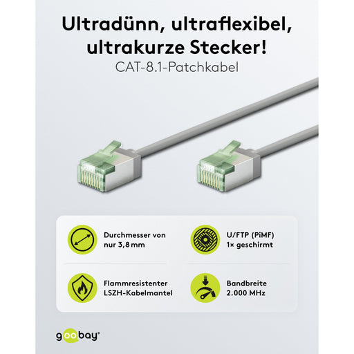 Goobay - Patchkabel Kupfer Patchkabel U/FTP Cat8.1 74344 Ultraflexibel,slim,g