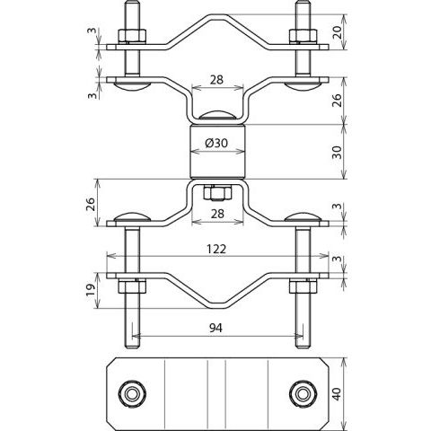 DEHN - Zubehör/Ersatzteile für Erdung und Blitzschutz Befestigungsschelle BSC D40 D45.65 V2A f. Rohre D 40mm
