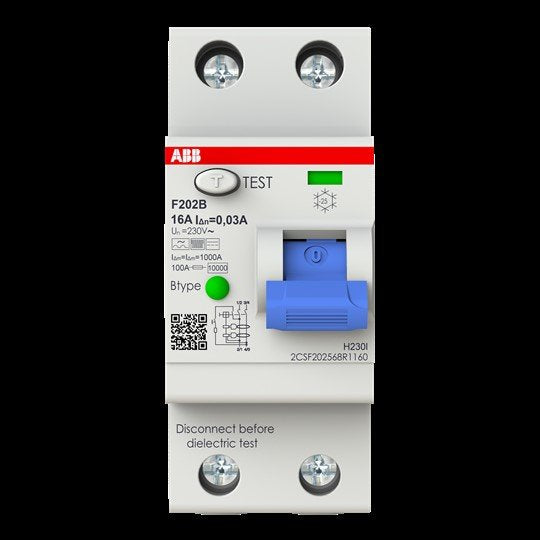 ABB Stotz S&J - Fehlerstrom-Schutzschalter FI-Schutzschalter F202B-16/0,03-2TE TypB 2P,16A,30mA