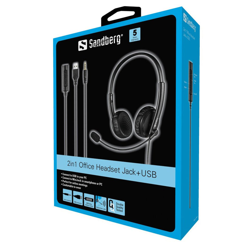 Sandberg - Head-Set Headset m.Mikrofon Office Headset Jack+ USB