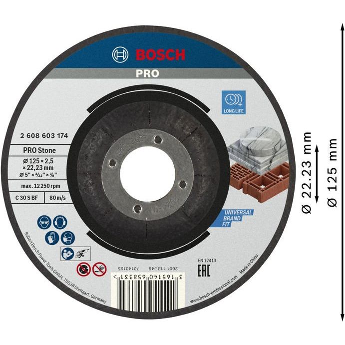 Bosch - Trenn-/Schleifscheibe PRO Stone Trennscheibe, 2608603174 125 x 2,5 x 22,23 mm