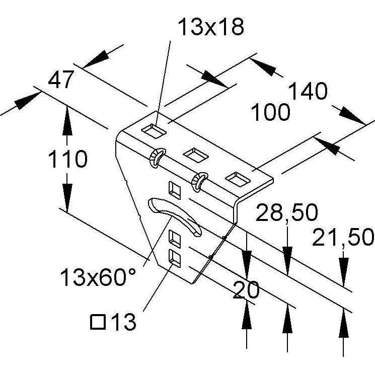 Niedax - Befestigungselement für Stiel/Profilschiene Anschlußwinkel AWG 110/140 E3
