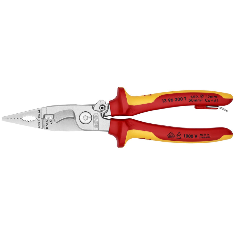 Knipex - Abisolierzange Elektro-Installationszange 13 96 200 T BK − 1 Stück