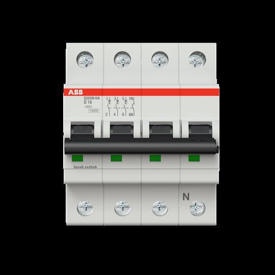 ABB Stotz S&J - Leitungsschutzschalter Sicherungsautomat S203M-D16NA 10 kA, 16 A, 3P+NA