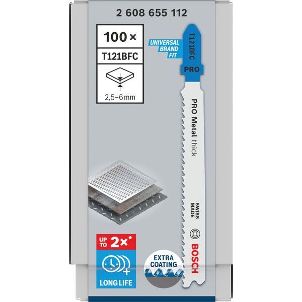 Bosch - Stichsägeblatt PRO Metal thick T121BFC 2608655112 Stichsägeblatt 92 mm − 100 Stück