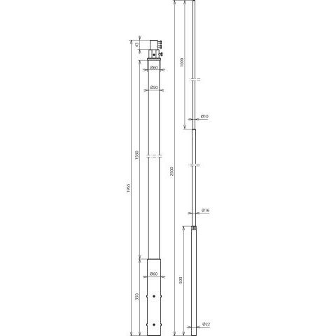 DEHN - Zubehör/Ersatzteile für Erdung und Blitzschutz Stützrohr SR D50 1950 F#105281 S2216102500DSHGFKAL