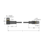 Turck - Konfektioniertes Sensor-Aktor-Kabel Aktuator- u. Sensorleitung WKC12T-12-RSC12T/TXL PUR