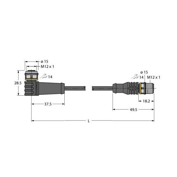 Turck - Konfektioniertes Sensor-Aktor-Kabel Aktuator- u. Sensorleitung WKC12T-12-RSC12T/TXL PUR