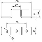 OBO Bettermann - Verbinder für Stiel/Profilschiene Omegabügel GMS 3 O 4141 A4 150x45x40x4mm − 10 Stück